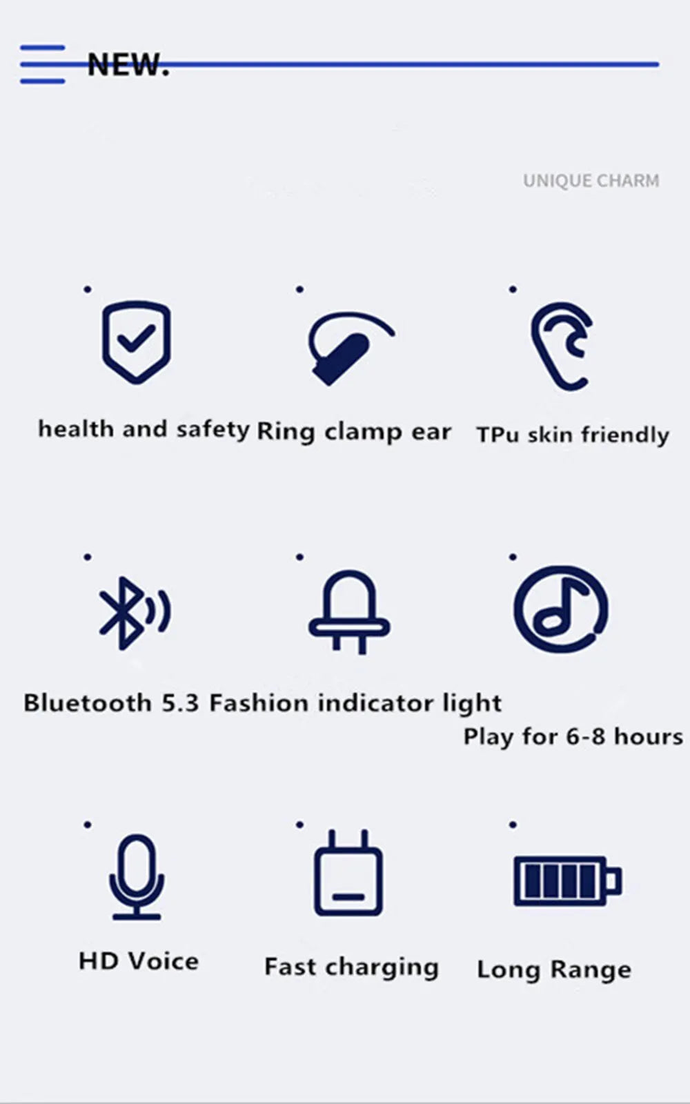 Fone de Ouvido Bluetooth 5.3 Esportivo, Resistente à Água