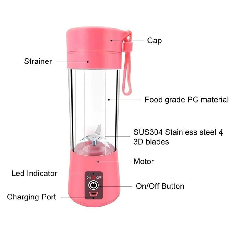 Mini Liquidificador Portátil - Usb Juice Shake 6 Lâminas