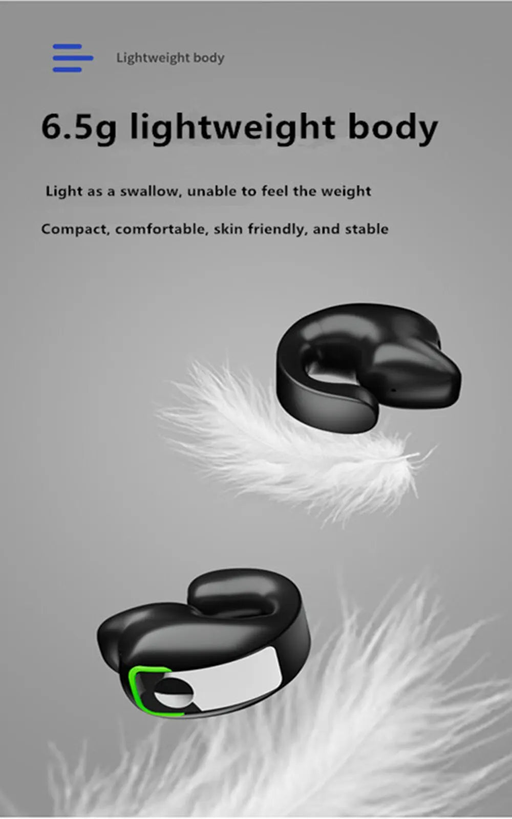 Fone de Ouvido Bluetooth 5.3 Esportivo, Resistente à Água